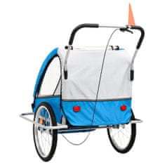 Greatstore Dětský vozík za kolo a kočárek pro běžce 2v1 modro-šedý