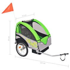 Greatstore Vozík za kolo pro děti šedo-zelený 30 kg