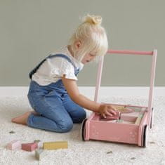 Little Dutch Dřevěný vozík s kostičkami - pink
