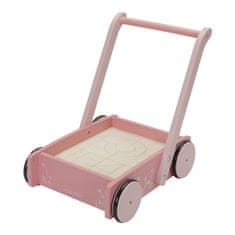 Little Dutch Dřevěný vozík s kostičkami - pink