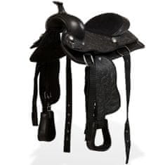 Greatstore Westernové sedlo pro koně, set, pravá kůže 13" černé