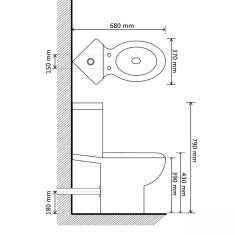 Vidaxl Černa keramická kulatá toaleta WC