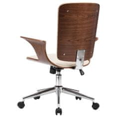 Greatstore Otočná kancelářská židle krémová umělá kůže a ohýbané dřevo