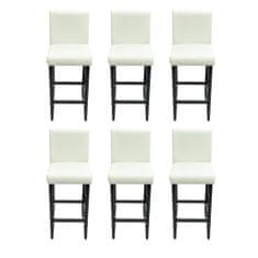 shumee Barové židle 6 ks bílé umělá kůže