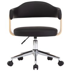 Greatstore Otočná kancelářská židle černá ohýbané dřevo a umělá kůže