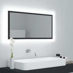 Greatstore Koupelnové zrcadlo LED šedé 90 x 8,5 x 37 cm dřevotříska