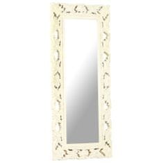 Vidaxl Ručně vyřezávané zrcadlo bílé 110 x 50 cm masivní mangovník