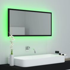 Greatstore Koupelnové zrcadlo LED černé 90 x 8,5 x 37 cm dřevotříska