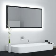 Vidaxl LED koupelnové zrcadlo lesklé černé 90x8,5x37 cm dřevotříska