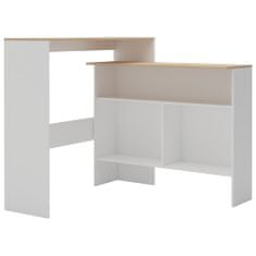 Greatstore Barový stůl se 2 stolními deskami bílý a dub 130 x 40 x 120 cm