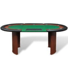 Greatstore Pokerový stůl pro 10 hráčů, zóna pro dealera + držák na žetony, zelený