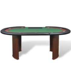 Greatstore Pokerový stůl pro 10 hráčů, zóna pro dealera + držák na žetony, zelený