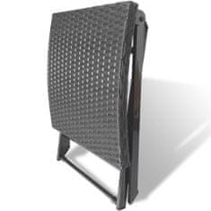 Greatstore Skládací stolička polyratan černá