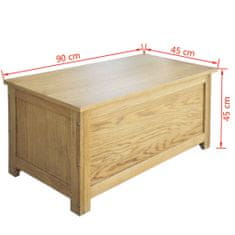 shumee Úložný box 90 x 45 x 45 cm masivní dubové dřevo