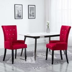 Vidaxl Jídelní židle s područkami červená samet