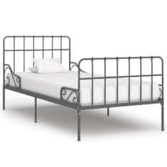 Greatstore Rám postele s laťkovým roštem šedý kov 90 x 200 cm