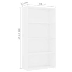 Greatstore 4patrová knihovna bílá 80 x 30 x 151,5 cm dřevotříska