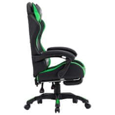 shumee Herní židle s podnožkou zelená a černá umělá kůže