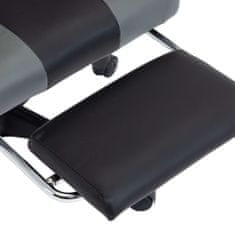 shumee Herní židle s podnožkou šedá a černá umělá kůže