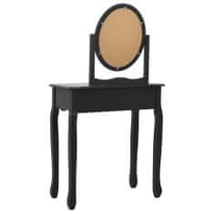 Greatstore Toaletní stolek se stoličkou černý 65x36x128 cm pavlovnia MDF