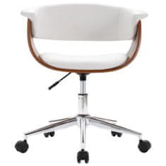 Greatstore Otočná kancelářská židle bílá ohýbané dřevo a umělá kůže