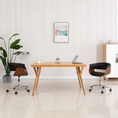 shumee Otočná kancelářská židle černá ohýbané dřevo a umělá kůže