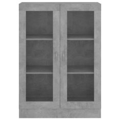 Greatstore Prosklená skříň betonově šedá 82,5 x 30,5 x 115 cm dřevotříska