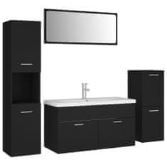 Vidaxl Set koupelnového nábytku černý dřevotříska