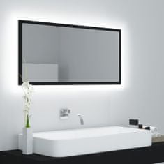 Greatstore Koupelnové zrcadlo LED černé 90 x 8,5 x 37 cm dřevotříska