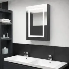 Greatstore LED koupelnová skřínka se zrcadlem šedá 50 x 13 x 70 cm