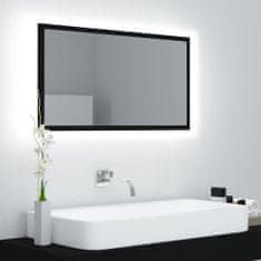 Greatstore Koupelnové zrcadlo LED černé 80 x 8,5 x 37 cm dřevotříska