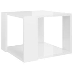 Greatstore Konferenční stolek bílý vysoký lesk 40 x 40 x 30 cm dřevotříska