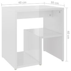 Vidaxl Noční stolek bílý s vysokým leskem 40 x 30 x 40 cm dřevotříska