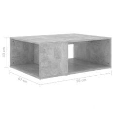 Greatstore Konferenční stolek betonově šedý 90 x 67 x 33 cm dřevotříska