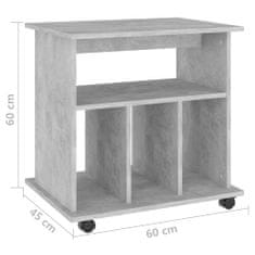 Vidaxl Skříňka na kolečkách betonově šedá 60x45x60 cm kompozitní dřevo