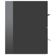 Greatstore Umyvadlová skříňka šedá vysoký lesk 100x38,5x48 cm dřevotříska