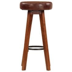 Vidaxl Barové židle 2 ks pravá kůže a masivní akáciové dřevo