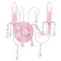 shumee Nástěnná lampa s korálky růžová 2 x žárovka E14