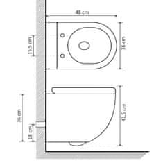 Vidaxl Závěsné WC bez oplachového kruhu s funkcí bidetu keramické bílé