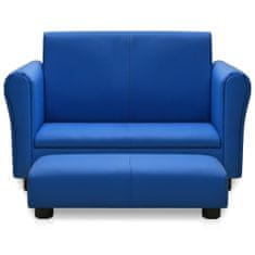 Greatstore Dětská sedačka s podnožkou modrá umělá kůže