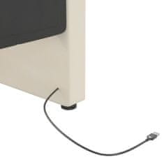 Greatstore Válenda s matrací a USB krémová samet 90 x 200 cm