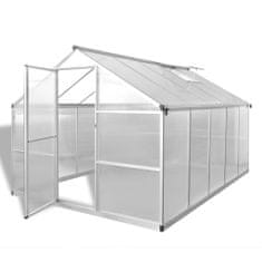 Vidaxl Zpevněný hliníkový skleník se základním rámem 7,55 m2