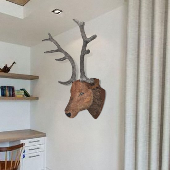 Greatstore Dekorace na zeď, opravdově vypadající vycpaná hlava jelena