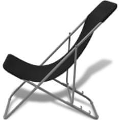 Greatstore Skládací plážové židle 2 ks práškovaná ocel černé