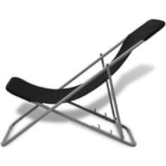 Greatstore Skládací plážové židle 2 ks práškovaná ocel černé