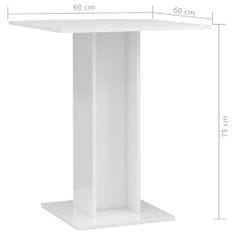Greatstore Bistro stolek bílý s vysokým leskem 60 x 60 x 75 cm dřevotříska
