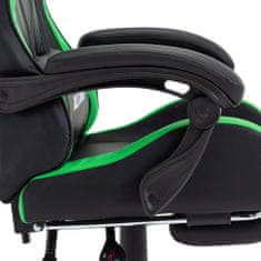 shumee Herní židle s podnožkou zelená a černá umělá kůže