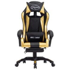 shumee Herní židle s podnožkou zlatá a černá umělá kůže