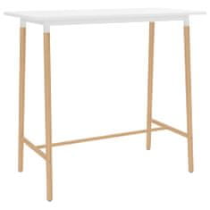 Greatstore Barový stůl bílý 120 x 60 x 105 cm MDF a masivní bukové dřevo