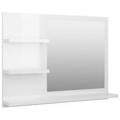 Greatstore Koupelnové zrcadlo bílé vysoký lesk 60x10,5x45 cm dřevotříska